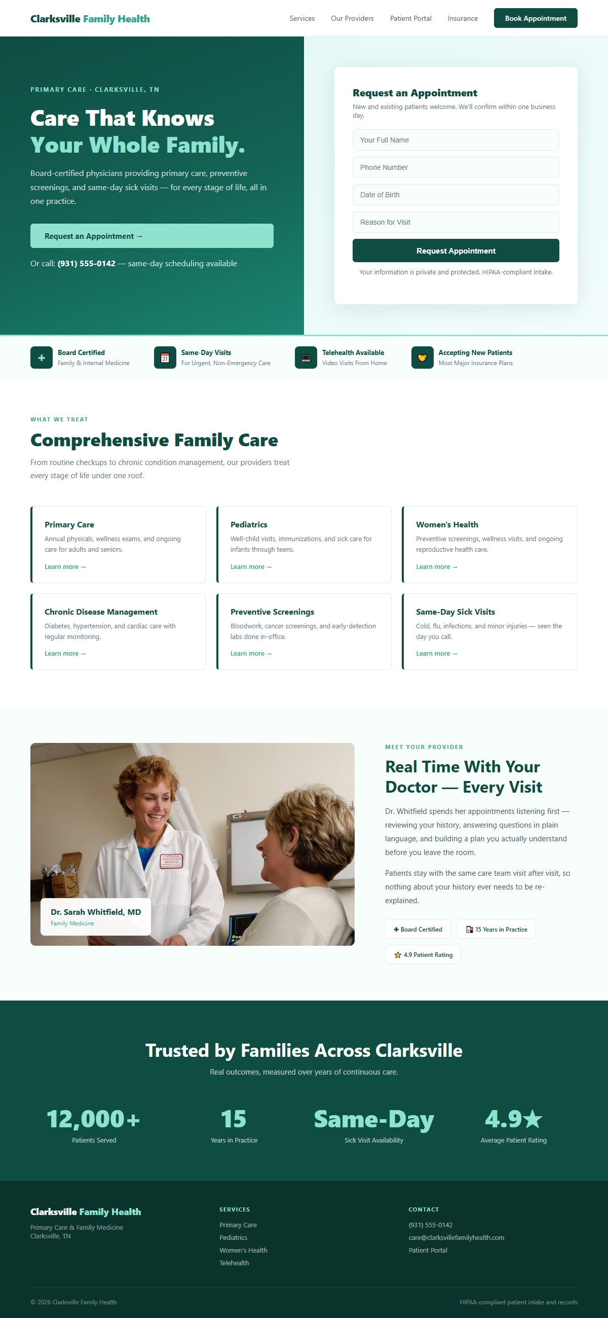 Medical practice website example